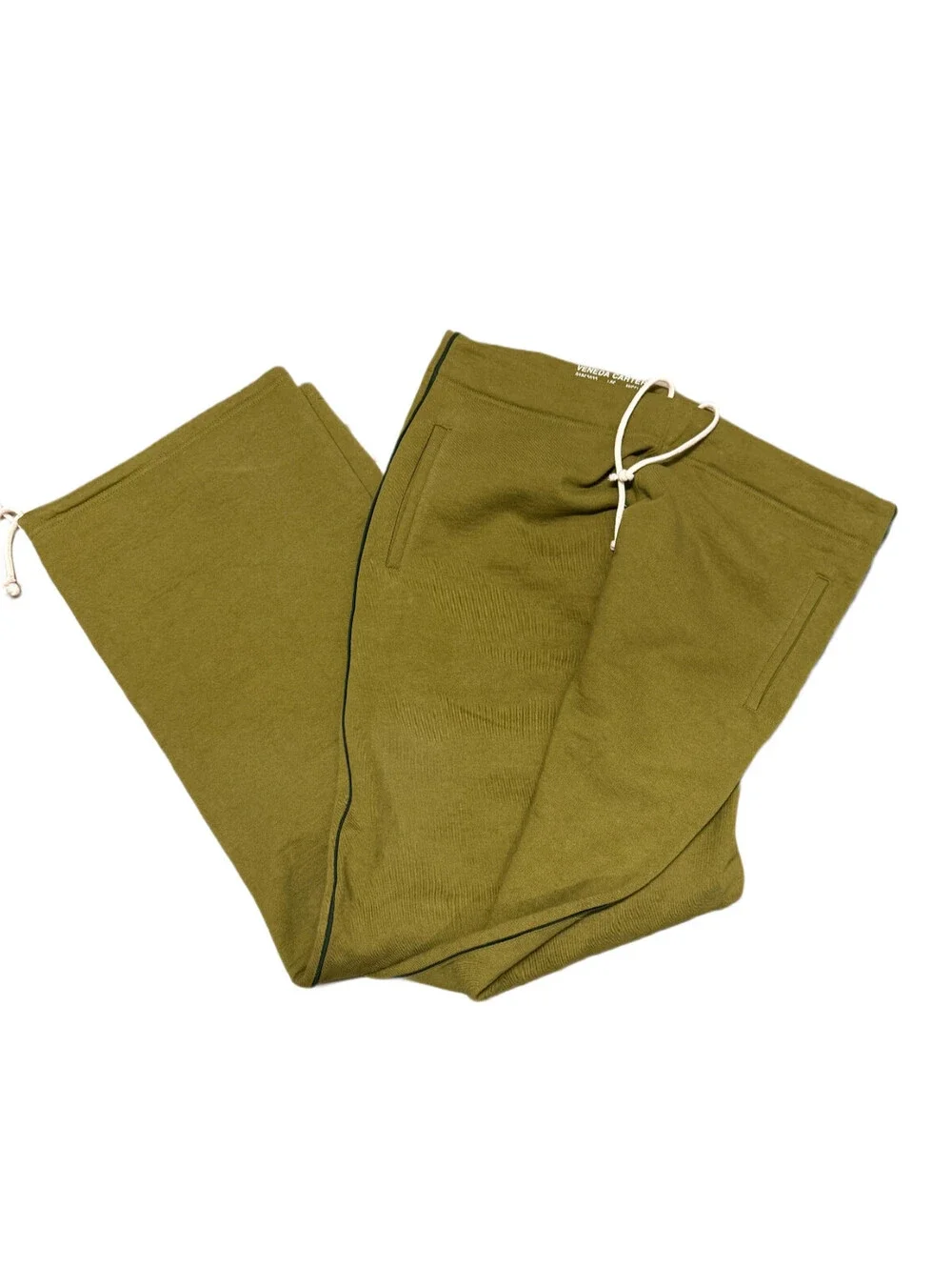 Veneda Carter Los Angeles Green Wide leg Sweat pants Drawstring Cotton M/L x35